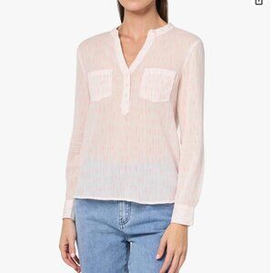 Women's Carve Designs Dylan Gauze Organic Cotton Shirt - Electric Coral Ikat  XS